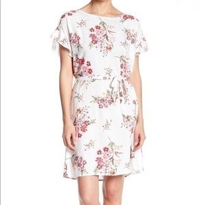 BEACHLUNCHLOUNGE White Floral Midi Viscose Dress S